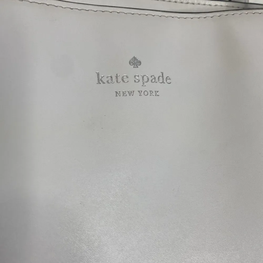 KATE SPADE White Leather Tote Bag Size 11” x 16” x 6” approximately